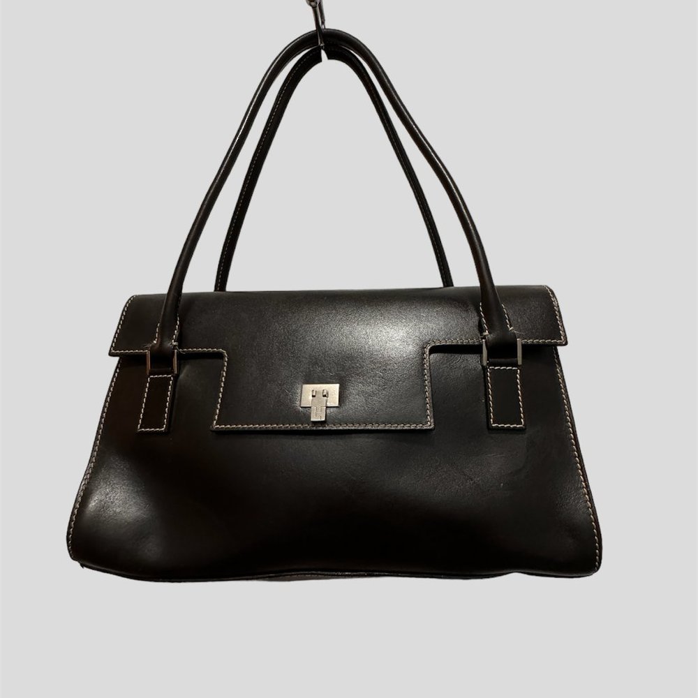 Lambertson Truex brown leather shoulder bag made in Italy